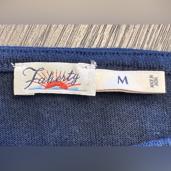 Faherty Sport Jersey Long Sleeve Tee Cape May Stripe Navy White - Size M - Picture 5 of 10